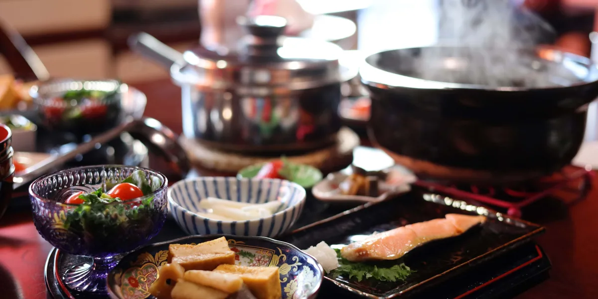 土釜ご飯の朝食